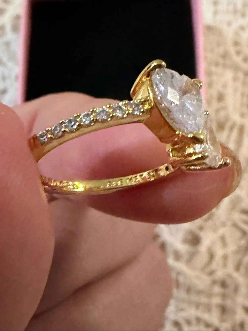Pandora Gold Double Heart Ring 14k gold plating, hand-finished. Size 6 - 52 mm